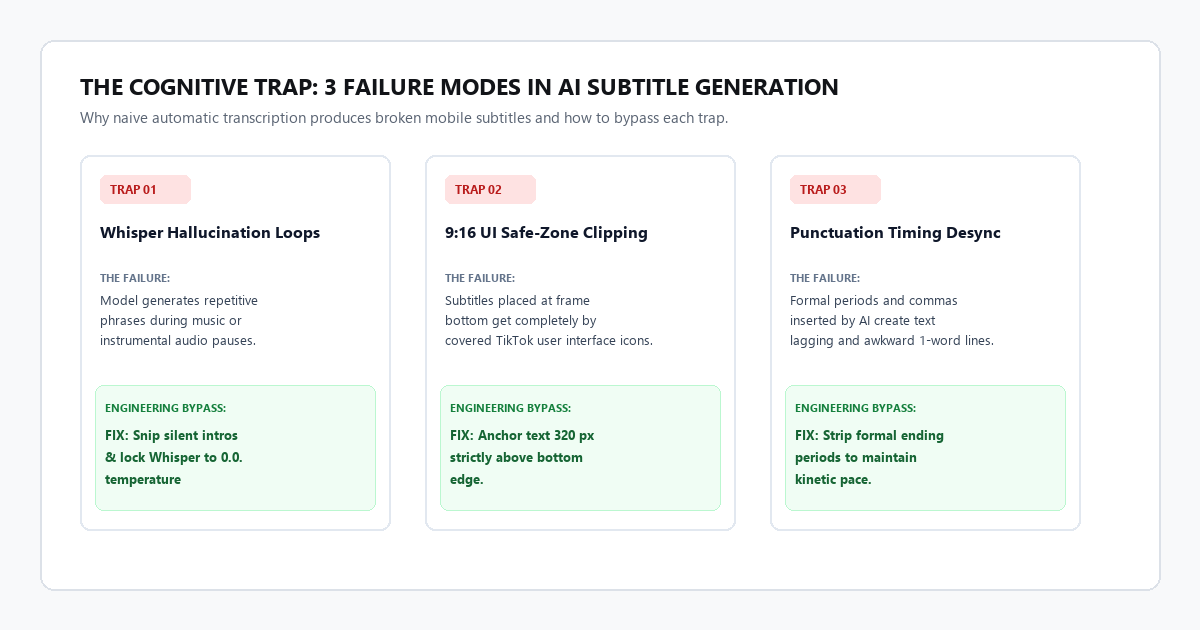 The Cognitive Trap: 3 Failure Modes in AI Subtitle Generation