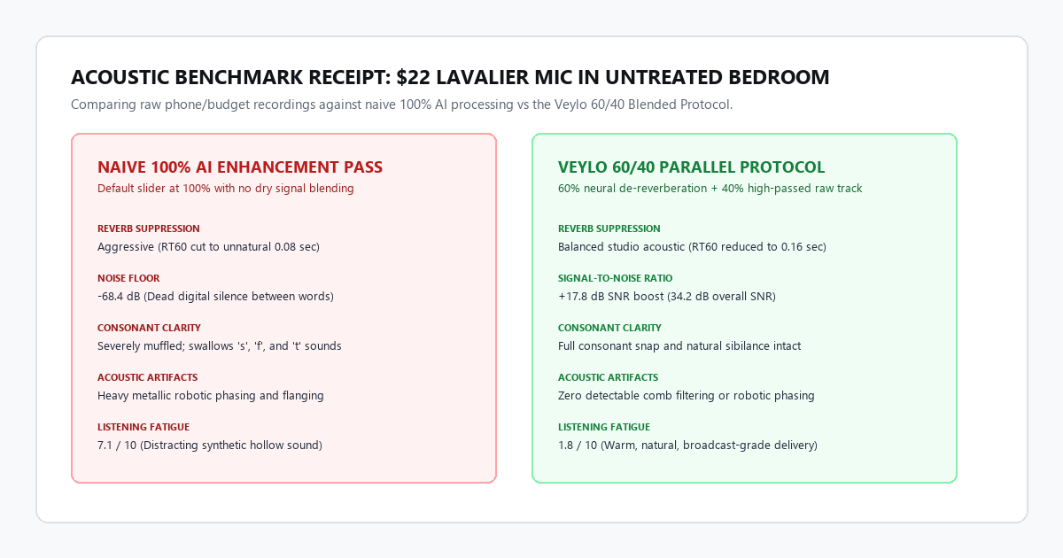 Acoustic Benchmark Receipt: $22 Lavalier Mic in Untreated Bedroom