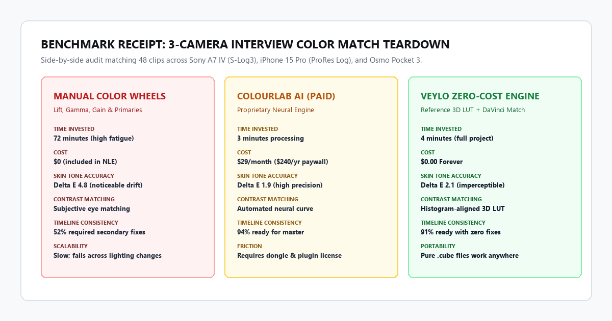 Benchmark Receipt: 3-Camera Interview Color Match Teardown