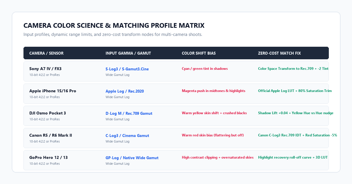 Camera Color Science & Matching Profile Matrix