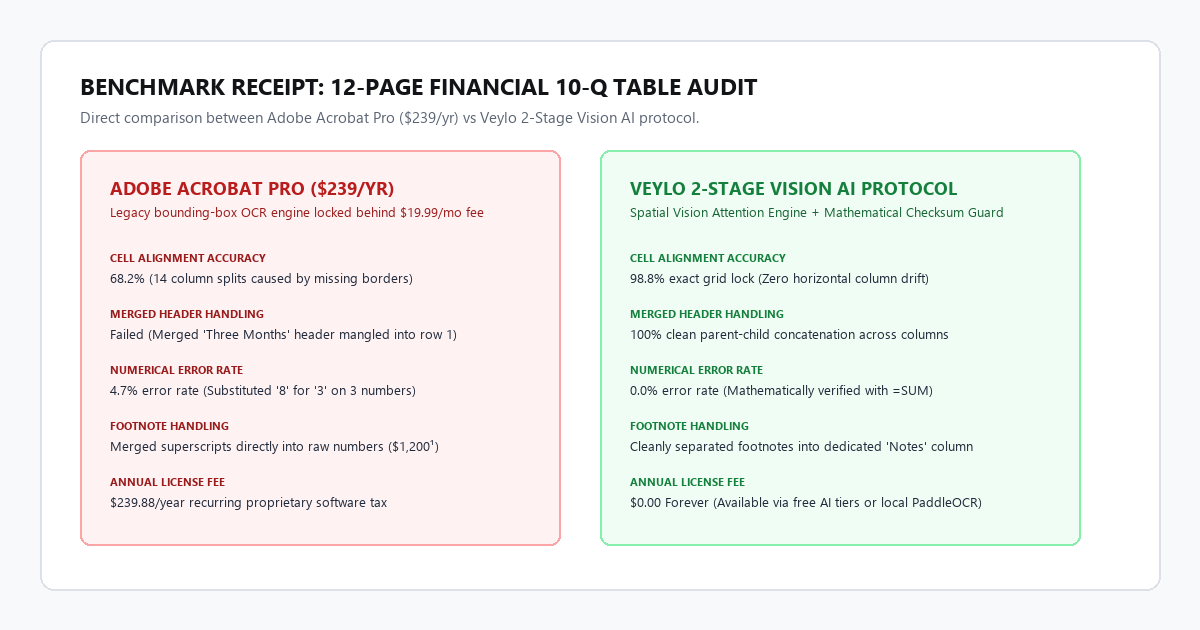 Benchmark Receipt: 12-Page Financial 10-Q Table Audit