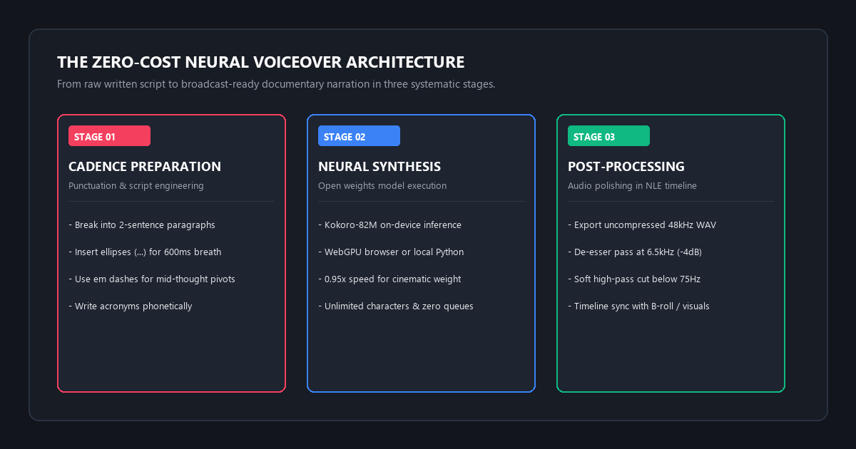 The Zero-Cost Neural Voiceover Architecture