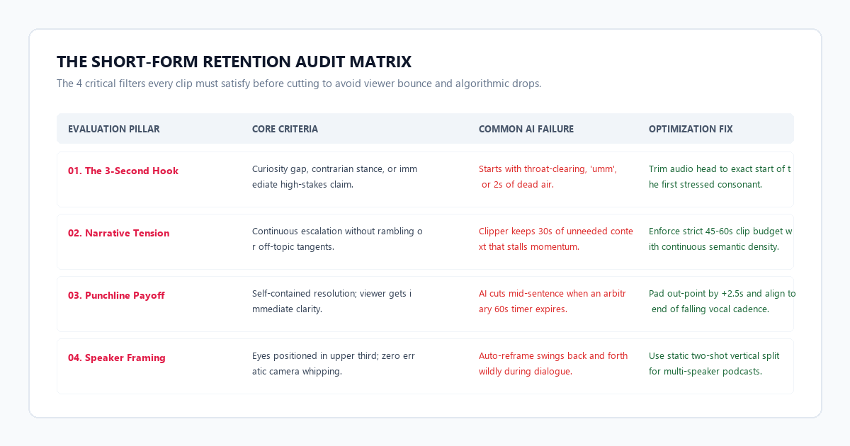 The Short-Form Retention Audit Matrix
